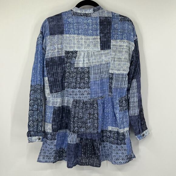 Pilcro by Anthropologie Patchwork Boho Bandana Printed Button Front Cotton Top - Picture 4 of 7